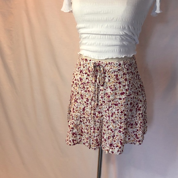 Cotton On Dresses & Skirts - COTTON ON 90s style Pink Floral Viscose Mini Skirt, Y2K, flowers, tie up Size XS